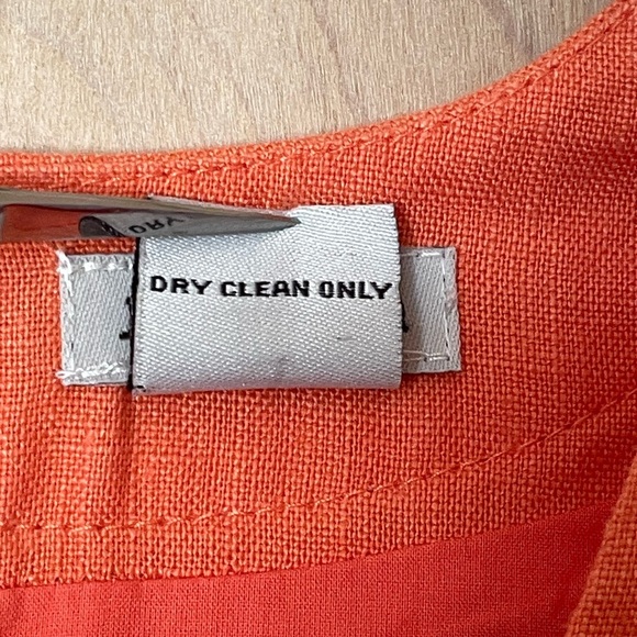 J. PETERMAN Linen Midi Dress Orange Sleeveless Retro Women's Sz 0 XS - Picture 7 of 15